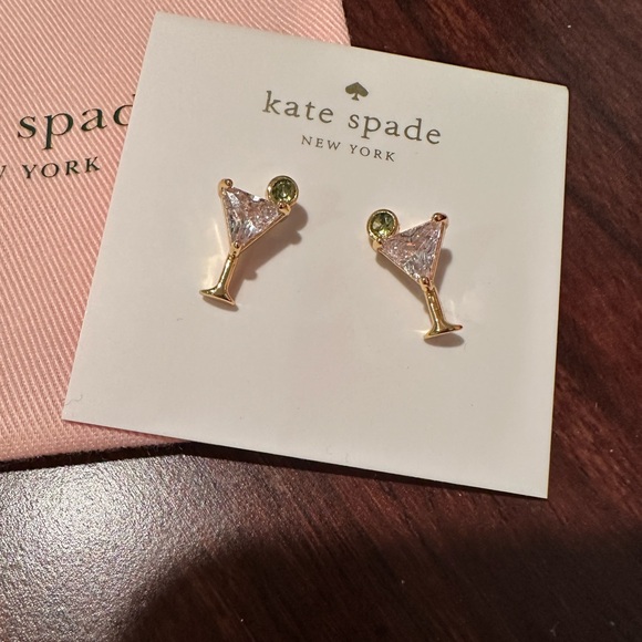 Kate Spade Gold and Crystal Martini Earrings with dust bag. - Picture 1 of 4